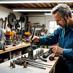 The Organized Workshop**

"A bright, well-organized metal art workshop, fully clothed artist working at a clean workbench with various tools neatly arranged.  Metal sculptures and art pieces are visible in the background.  Good lighting, safe for work, professional setting, appropriate content, fully clothed, perfect anatomy, correct proportions, natural pose, high quality, well-formed hands, proper finger count, natural body proportions, professional."

**
