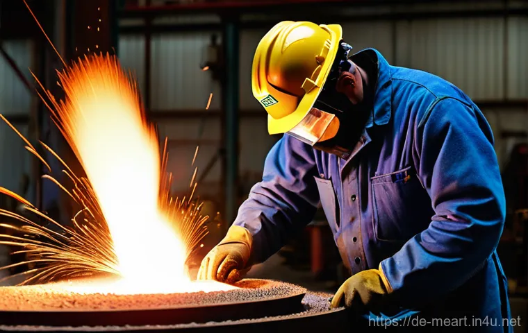 샌드캐스팅과 로스트왁스 비교 - **Prompt 1: The Robustness of Sand Casting**
    "An industrial photograph capturing a skilled found...
