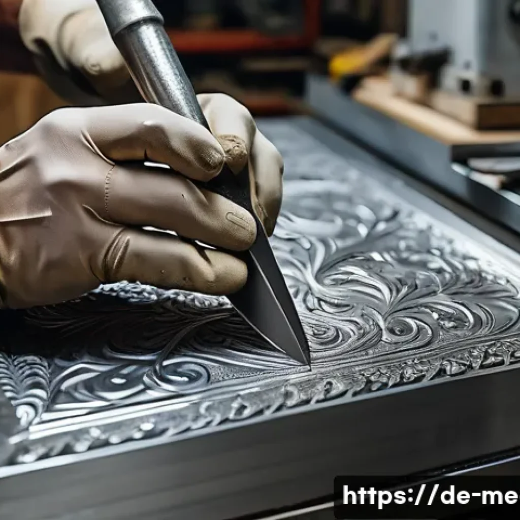 금속공예 재료 선택법 - A detailed close-up of a craftsman’s hands working with lightweight aluminum metal in a bright, well...