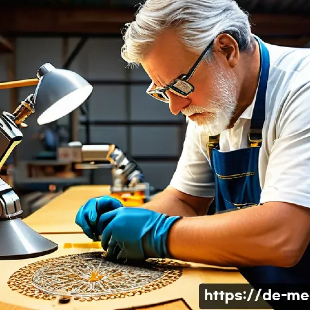 금속공예와 로봇 공학 - A detailed workshop scene in Germany showcasing the fusion of traditional metalworking craftsmanship...