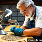 금속공예와 로봇 공학 - A detailed workshop scene in Germany showcasing the fusion of traditional metalworking craftsmanship...