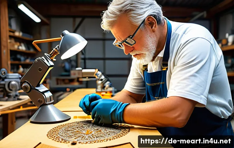 금속공예와 로봇 공학 - A detailed workshop scene in Germany showcasing the fusion of traditional metalworking craftsmanship...