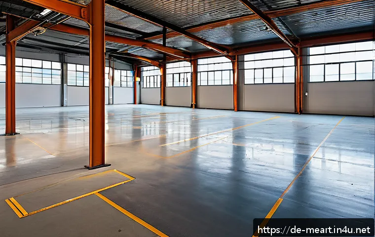 금속공예 공방 위치 선정 - A bright, spacious metal art workshop located in a modern German industrial park on the outskirts of...